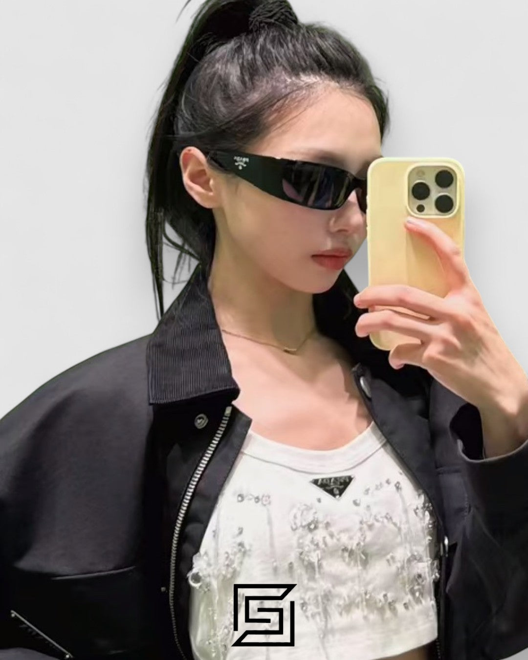 Prada SPR A14 Brown Lenses Black Frame