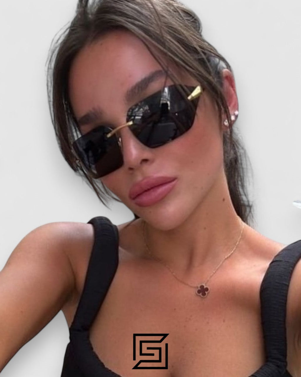 Prada SPR A55 Red Lenses Gold Frame