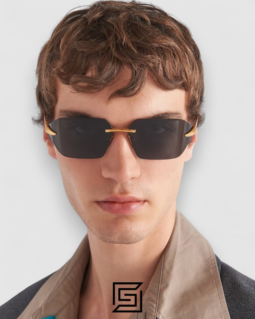 Prada SPR A55 Brown Lenses Gold Frame