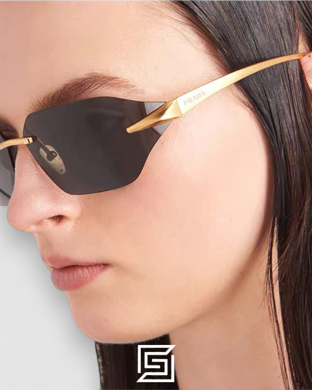 Prada SPR A55 Brown Lenses Gold Frame