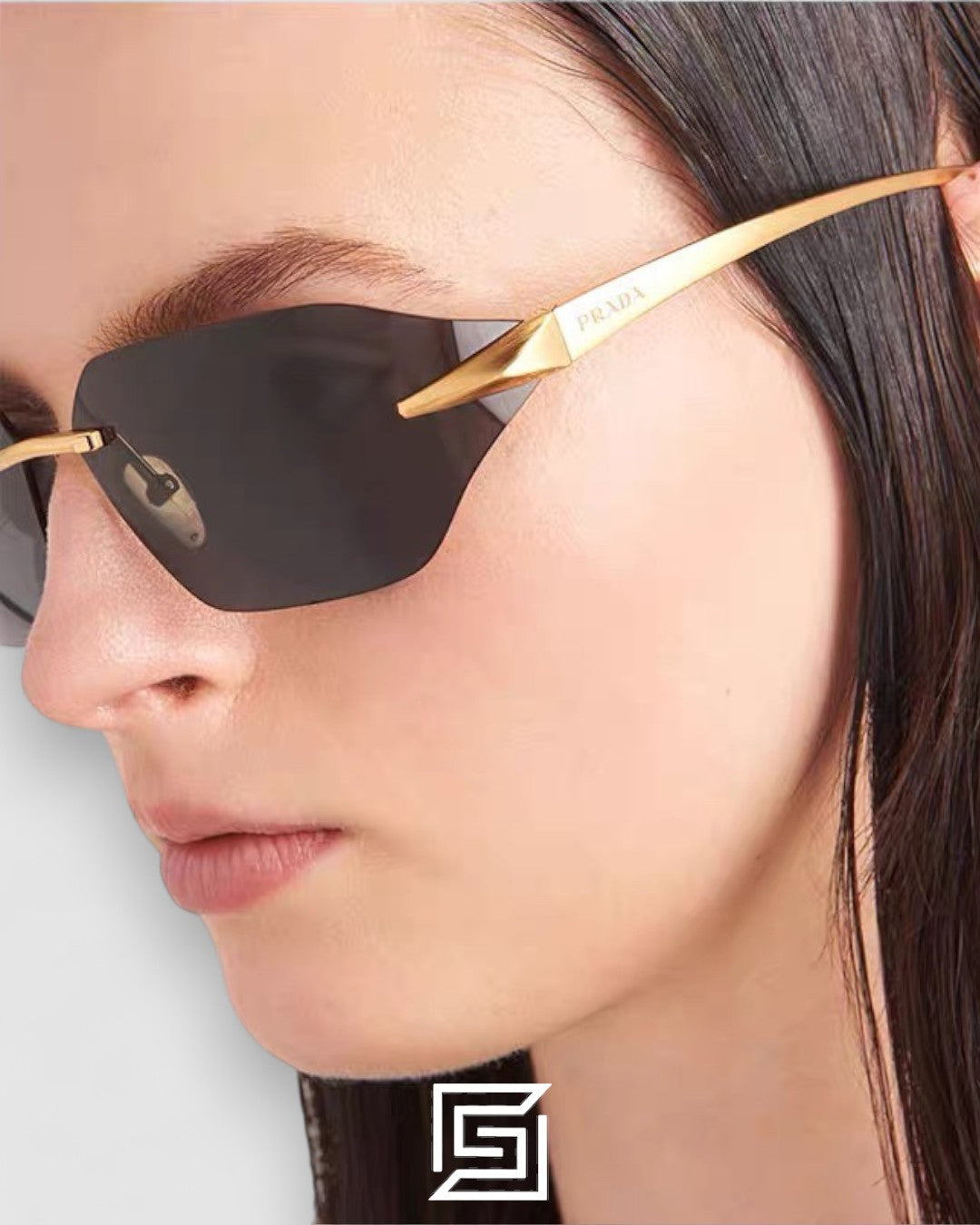 Prada SPR A55 Brown Lenses Gold Frame