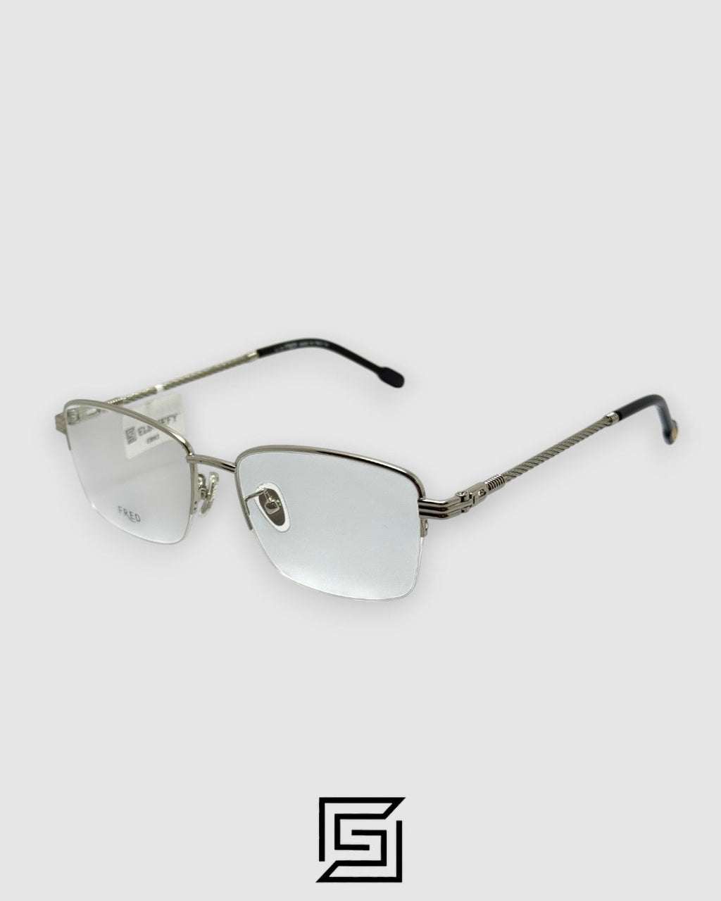 FRED FG50031U Optical Glasses - Half-Rim Shiny Silver Metal Frame
