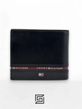 wallets TOMMY SINGLE WALLET W TOMMY HILLFIGER LINE ON LEATHER LOWER/BLACK
