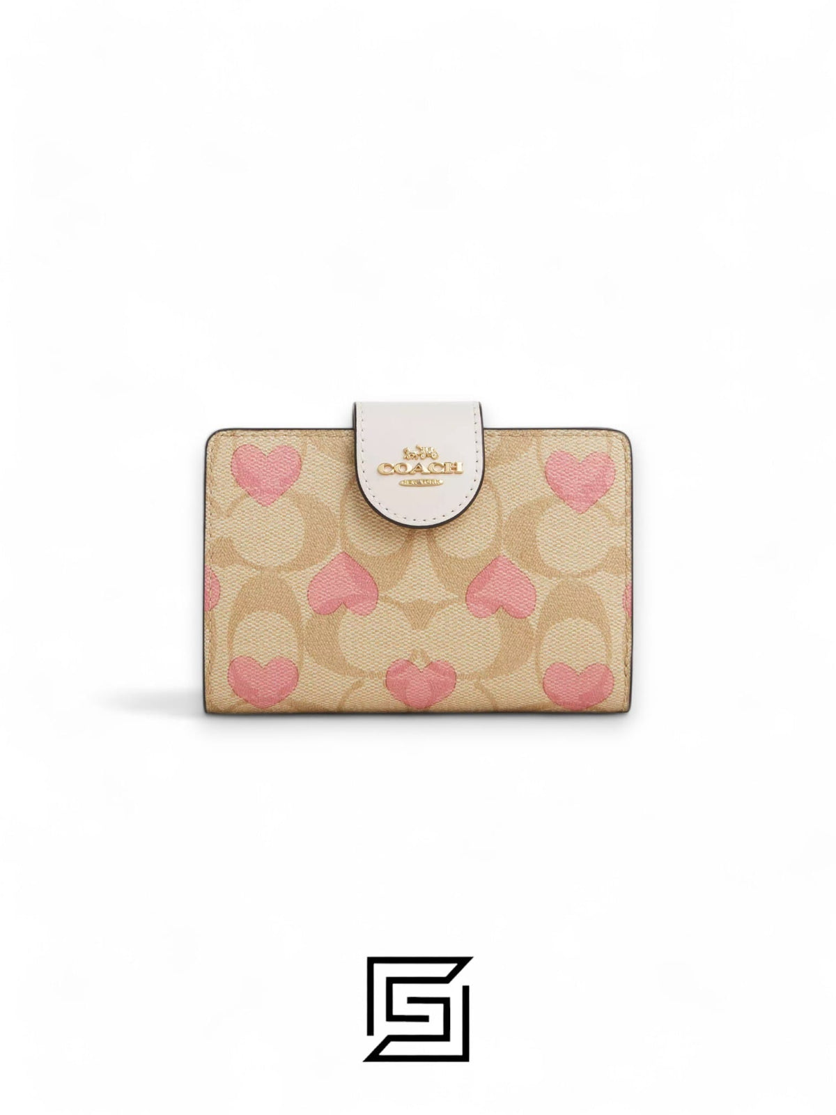 Coach Medium Corner Zip Wallet In Signature Canvas With Heart Print Style No. CQ146