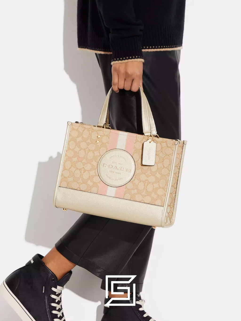 Dempsey Signature Jacquard Tote with Coach Stripe and Patch Style No. CE984 Big Size