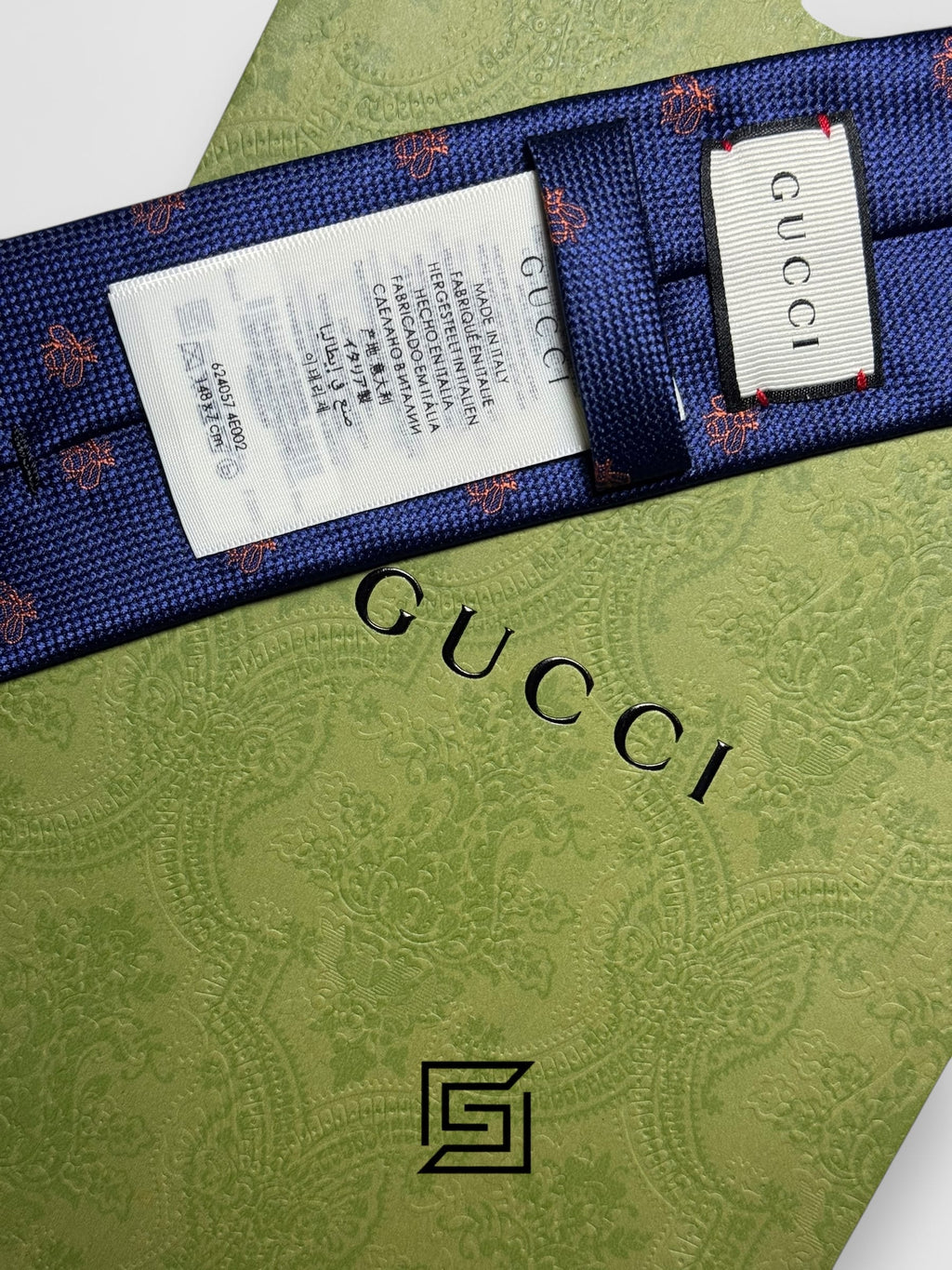 Gucci - Navy Blue Color With Brown Bee Pattern