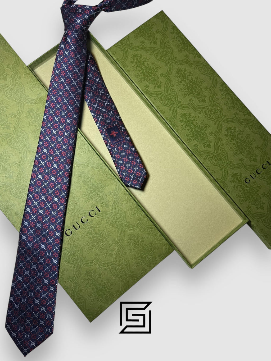 Gucci - Navy Blue - Red Color Small Silver G Pattern