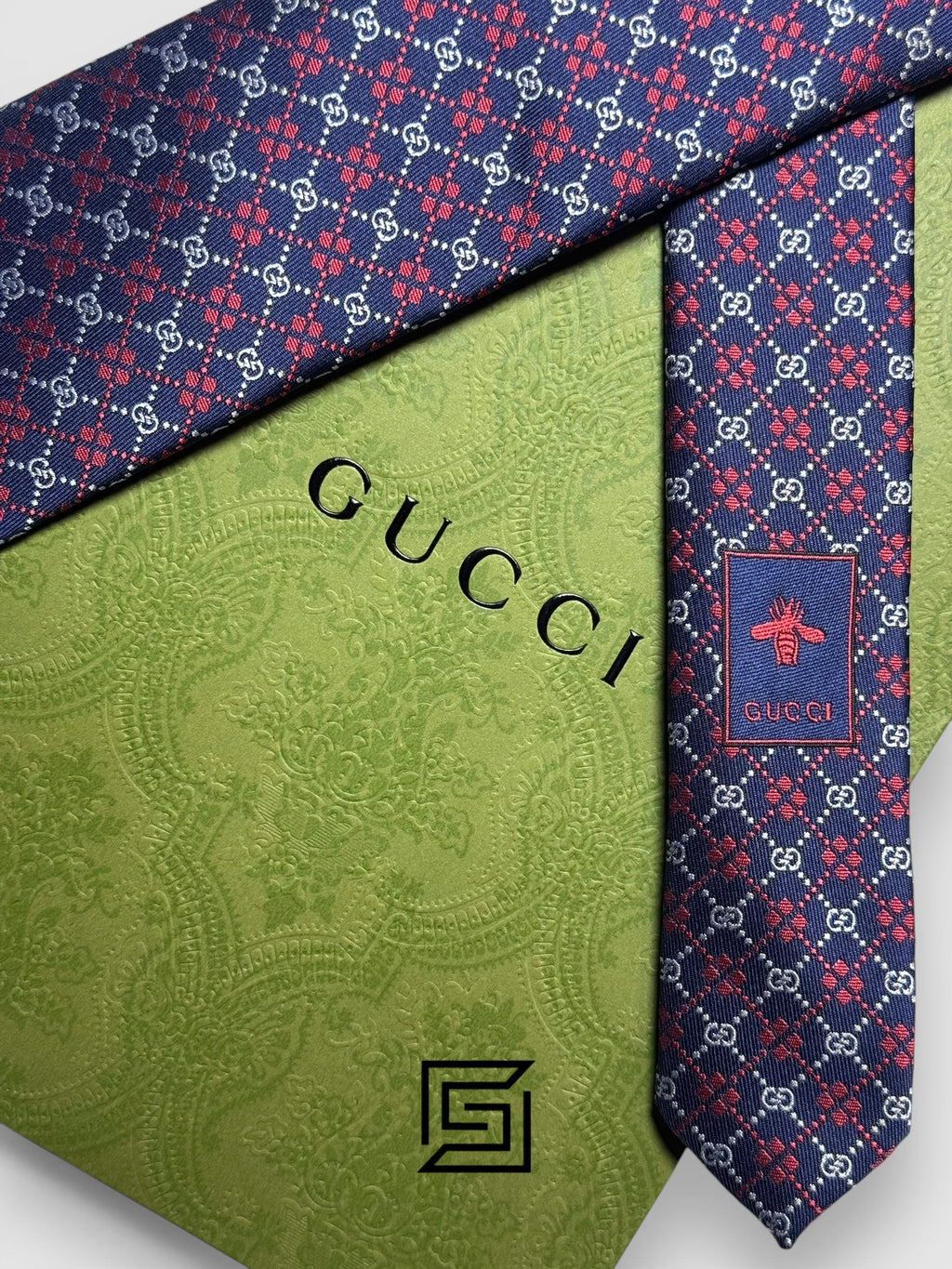 Gucci - Navy Blue - Red Color Small Silver G Pattern