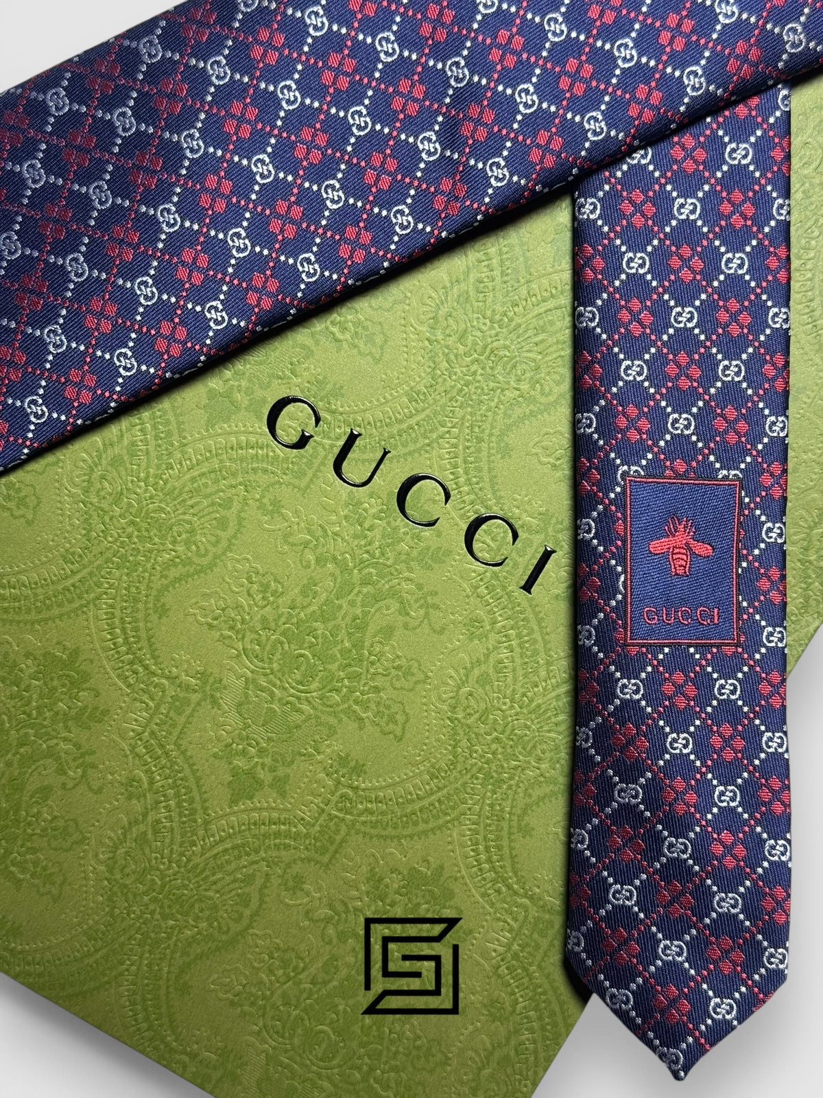 Gucci - Navy Blue - Red Color Small Silver G Pattern