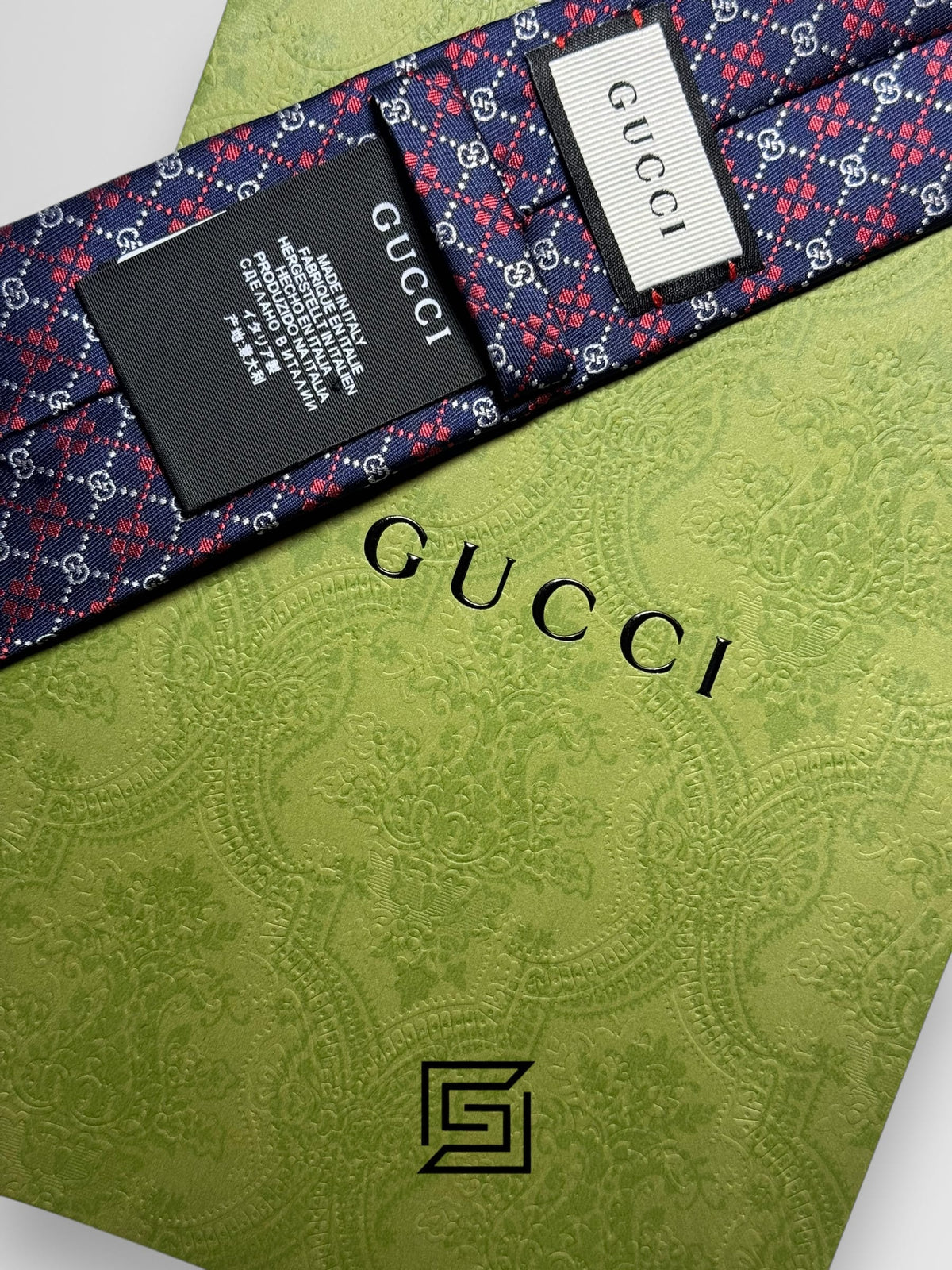 Gucci - Navy Blue - Red Color Small Silver G Pattern
