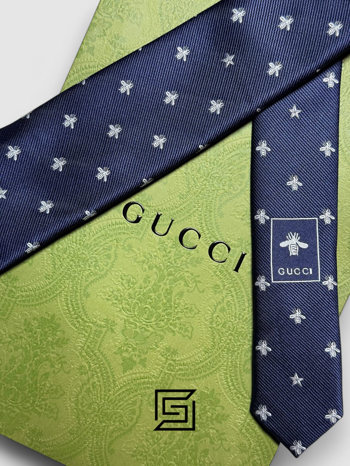 Gucci - Navy Blue Color With Bee Silver Pattern
