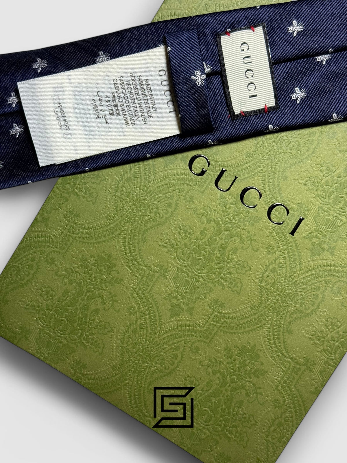 Gucci - Navy Blue Color With Bee Silver Pattern
