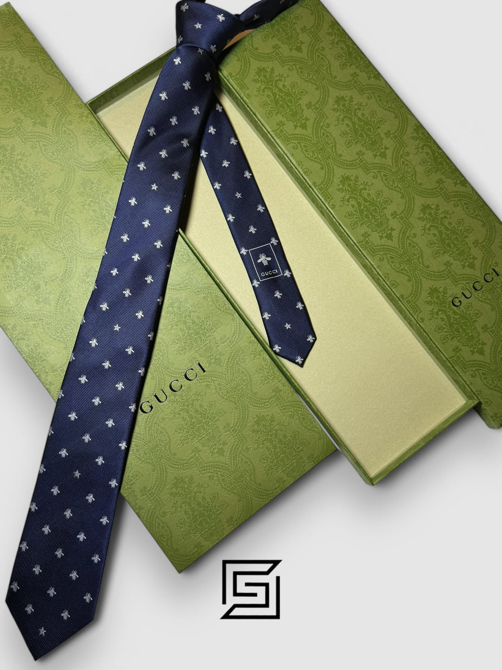 Gucci - Navy Blue Color With Bee Silver Pattern
