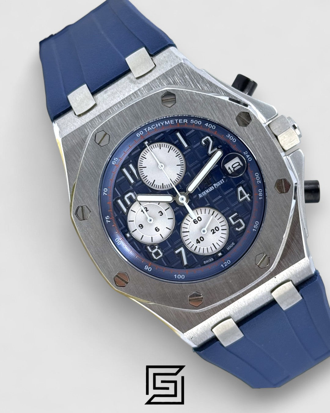 AP Royal Oak Offshore Chronograph Blue Silver Bezel 42mm