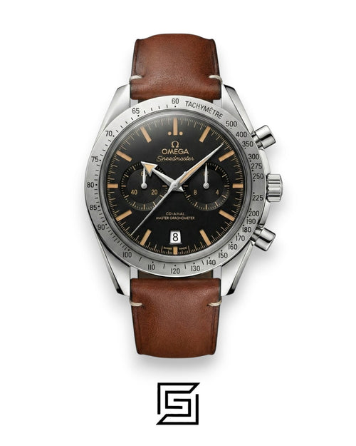 Omega Speedmaster '57 Co-Axial Chronograph – Vintage Black Dial & Brown Leather