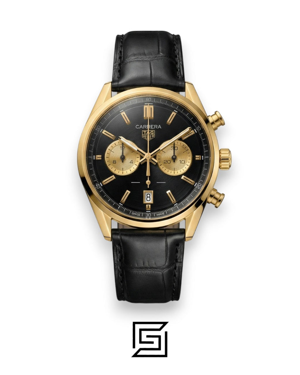 TAG Heuer Carrera Black & Gold Chronograph Black Leather Men's Automatic Watch