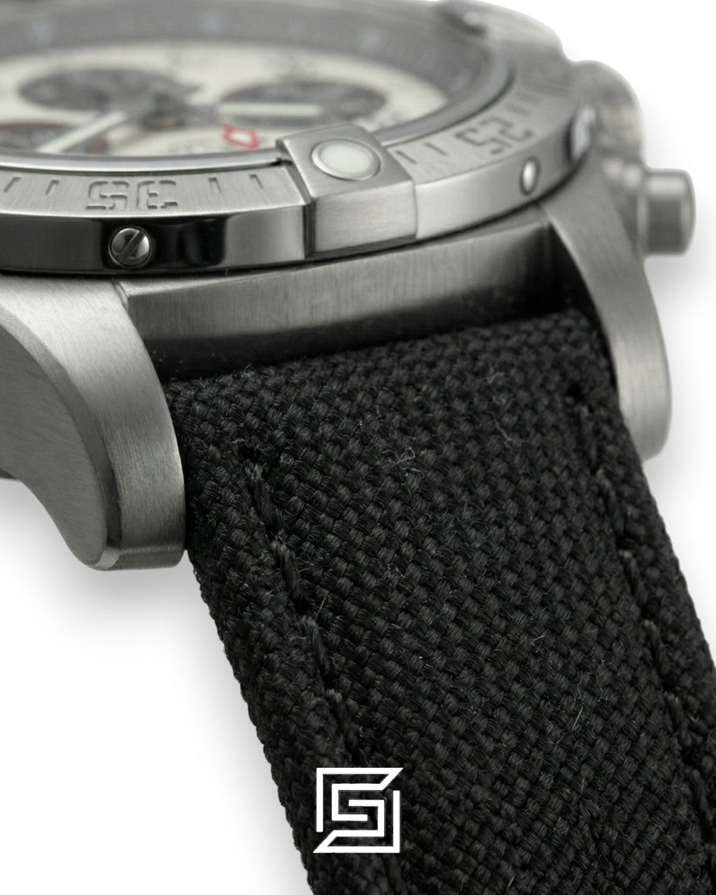 Breitling Chronograph White Panda Dial Black Fabric Strap Men’s Watch