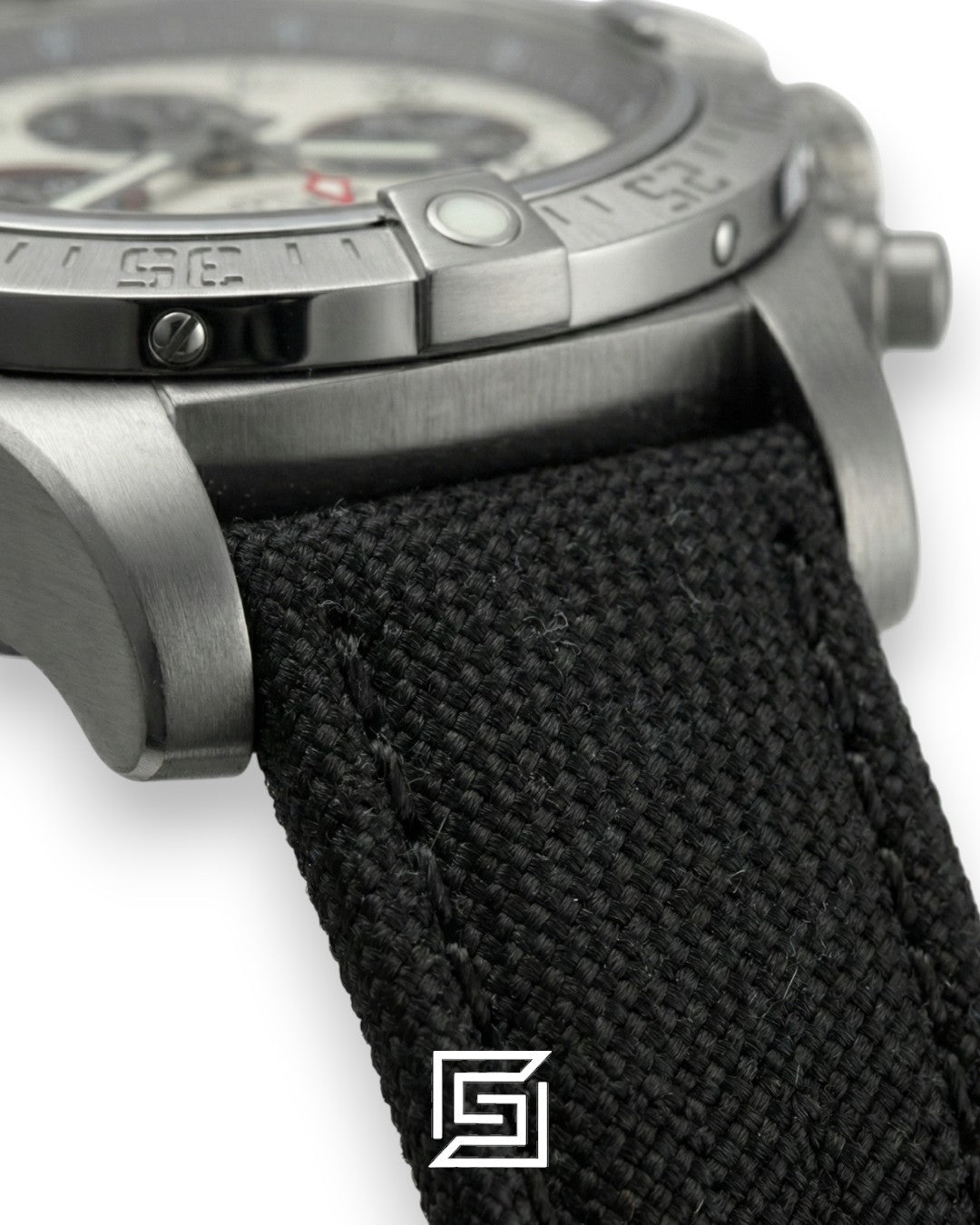 Breitling Chronograph White Panda Dial Black Fabric Strap Men’s Watch
