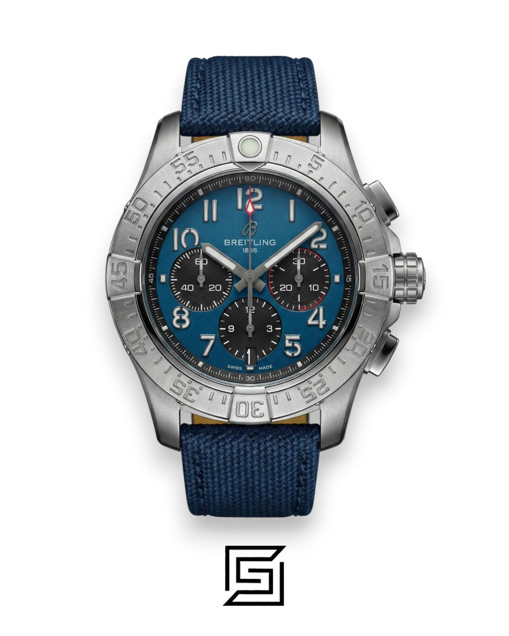 Breitling Chronograph Blue Dial Blue Fabric Strap Men’s Watch