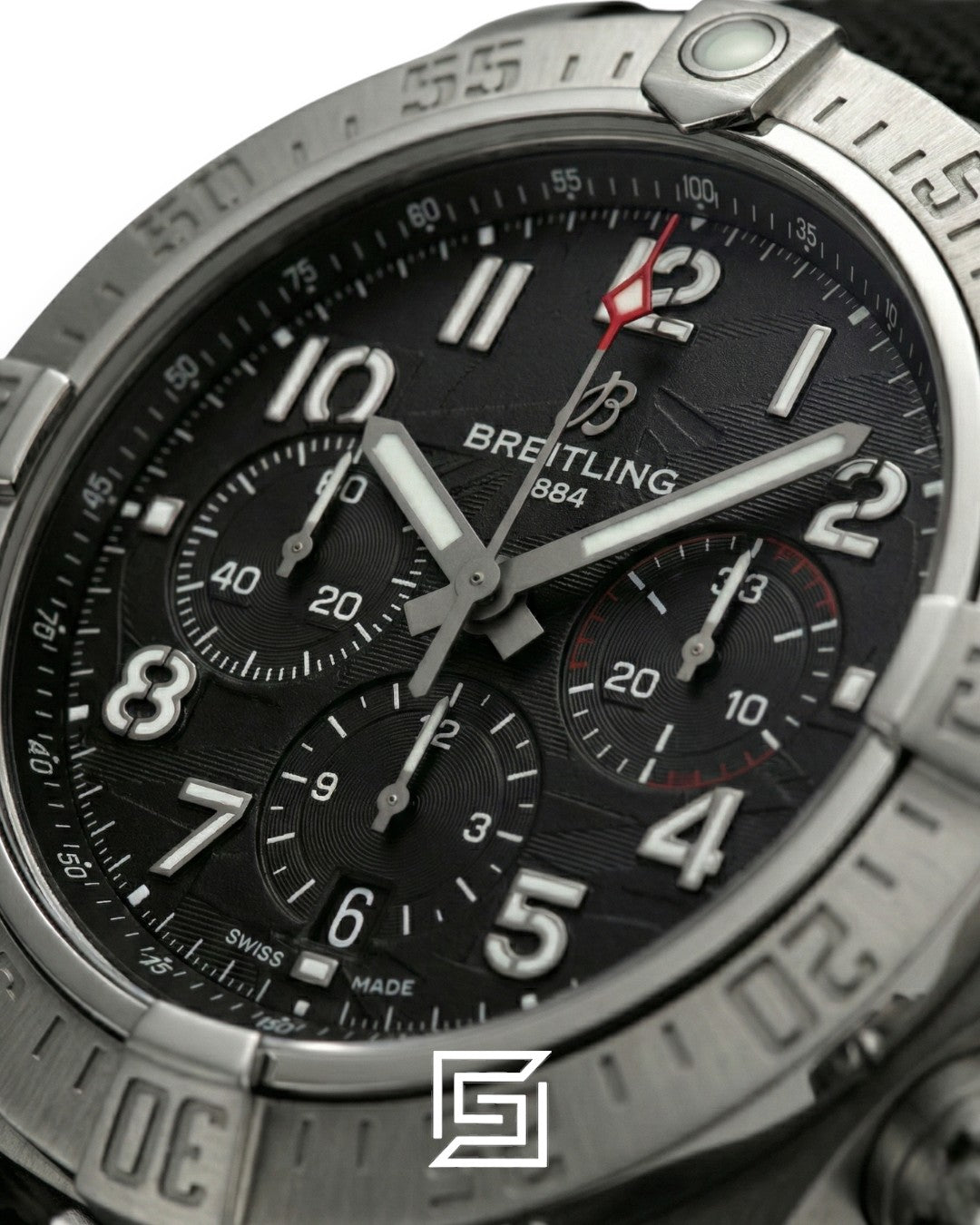Breitling Chronograph Black Dial Black Fabric Strap Men’s Watch