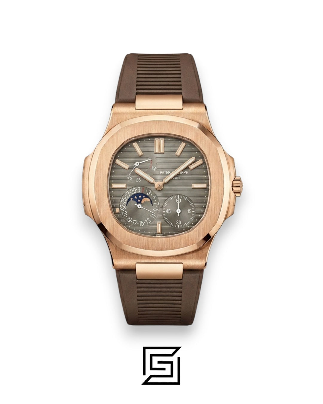 Patek Philippe Grand Complication – Rose Gold × Brown Strap – Grey Dial – Japanese Automatic