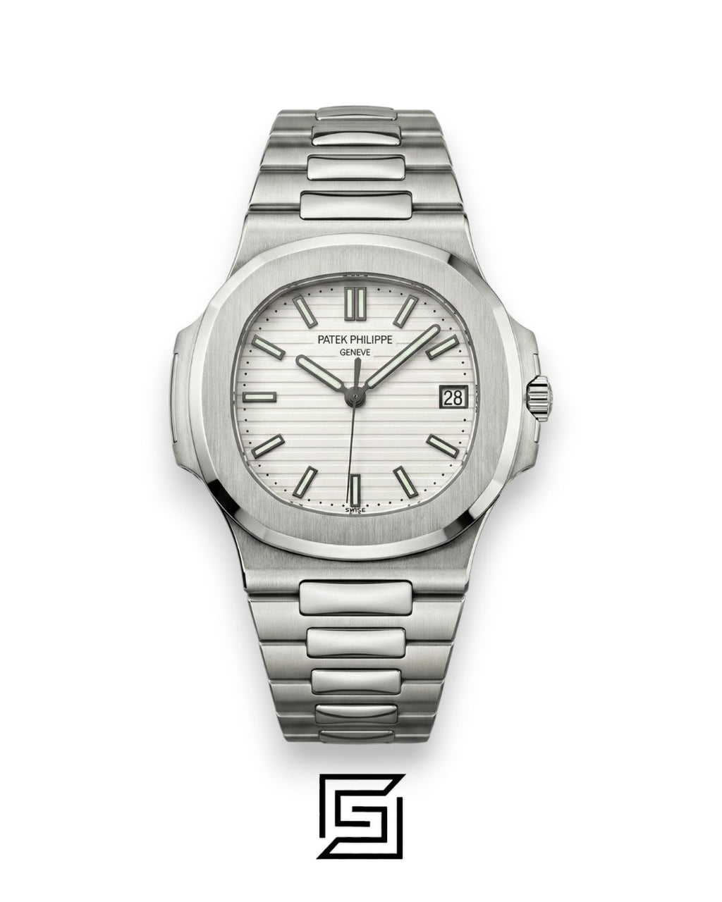 Patek Philippe Nautilus – Textured White Dial - Silver Stainless Steel Bracelet - Japanese Automatic