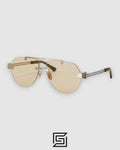 Bottega Veneta BV1342 002 Light Honey Lenses and Silver x Gold Frame Luxury Aviator Sunglasses