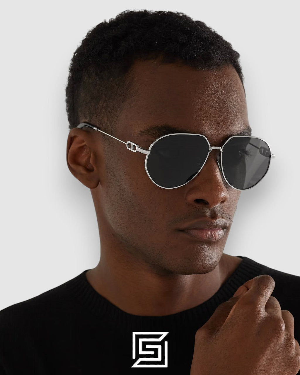 Dior CD LINK A1U Silver Frame Black Lenses