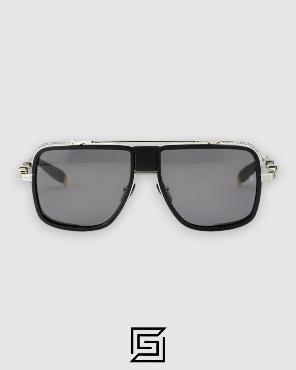 BPS-104-52 Black Silver Frame With Black Lenses And Movable Windshield