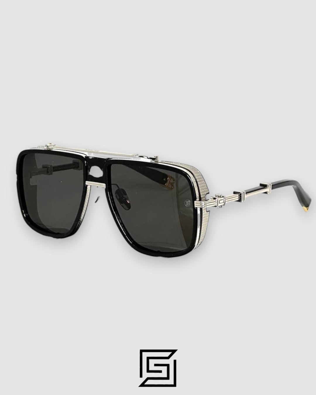 BPS-104-52 Black Silver Frame With Black Lenses And Movable Windshield