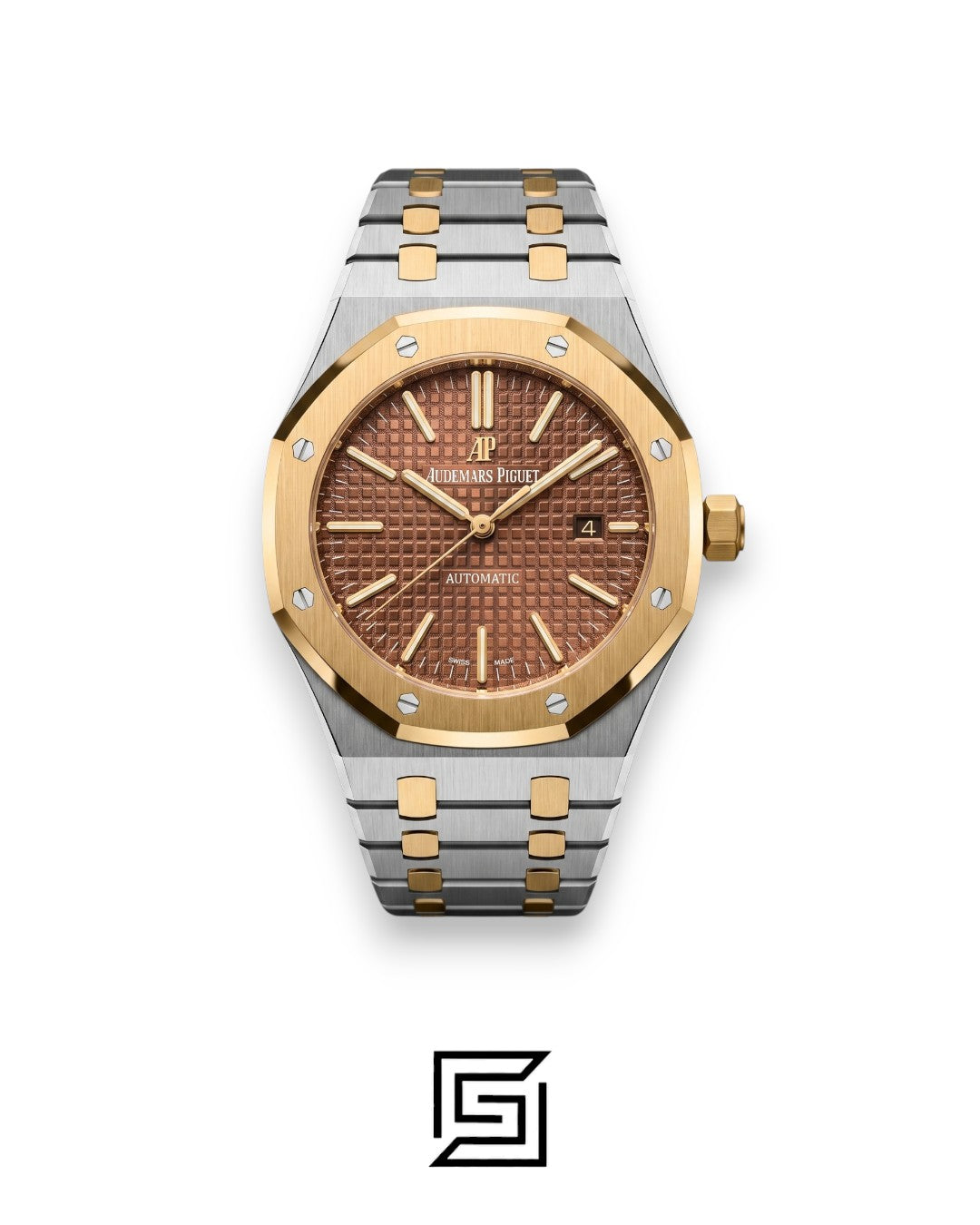 Royal Oak WF0851 Automatic Half Gold Stainless Steel 316 with Brown Flat Tapisserie Dial