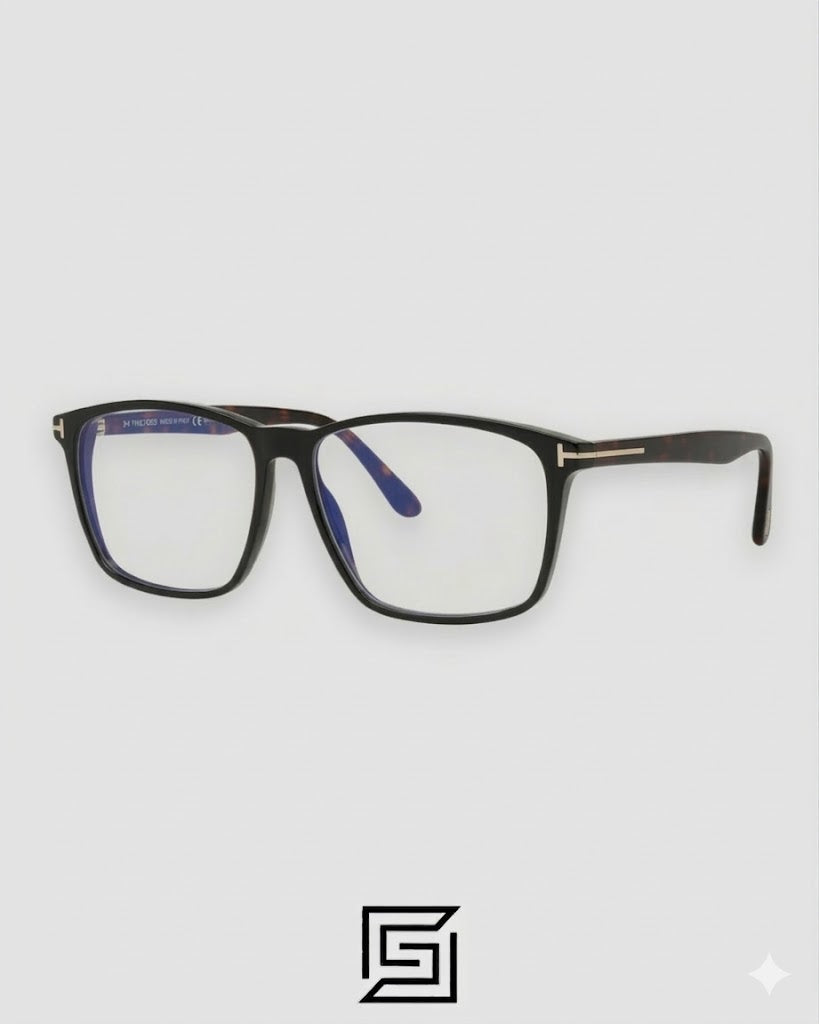 Tom Ford FT5959 Black Frame Brown Arm Silver Logo