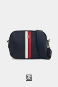 leather Shoulder bag Tommy Hilfiger Poppy Crossover bag dark blue AW0AW13154